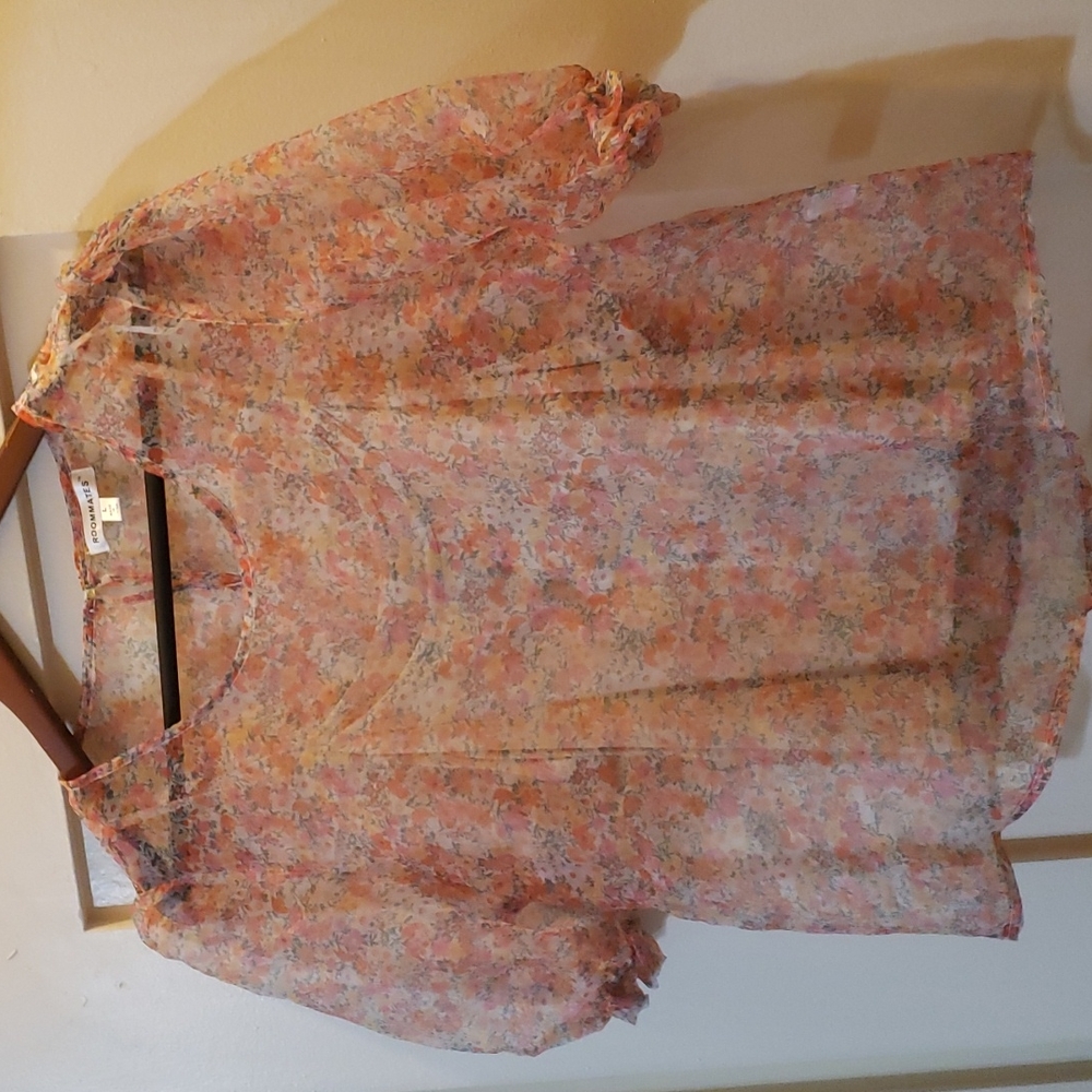Floral Organza-style Sheer Blouse